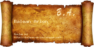 Balean Arion névjegykártya